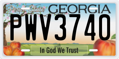 GA license plate PWV3740