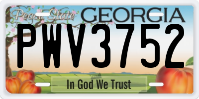 GA license plate PWV3752