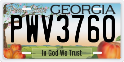 GA license plate PWV3760