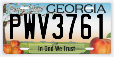 GA license plate PWV3761