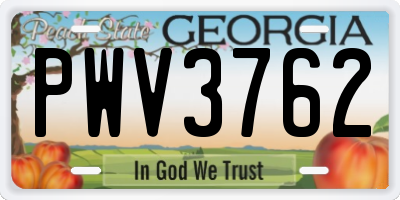 GA license plate PWV3762