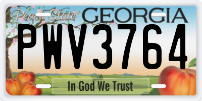 GA license plate PWV3764