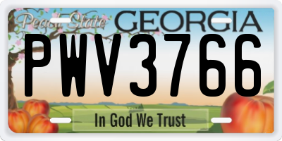 GA license plate PWV3766