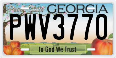 GA license plate PWV3770
