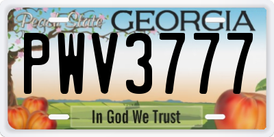 GA license plate PWV3777