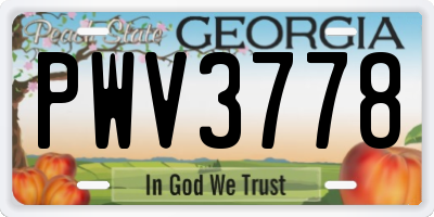 GA license plate PWV3778