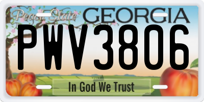GA license plate PWV3806