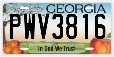 GA license plate PWV3816