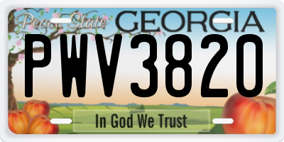 GA license plate PWV3820