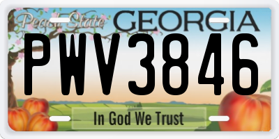 GA license plate PWV3846