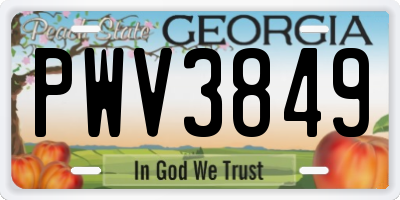 GA license plate PWV3849