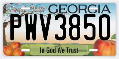 GA license plate PWV3850