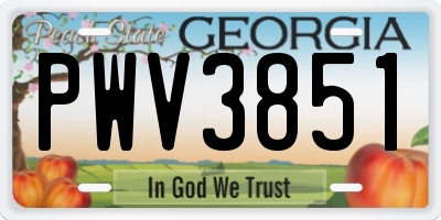 GA license plate PWV3851