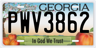 GA license plate PWV3862