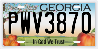 GA license plate PWV3870