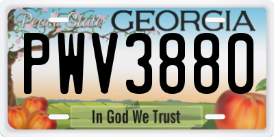 GA license plate PWV3880