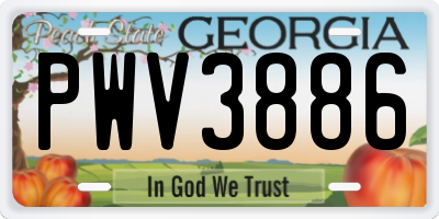 GA license plate PWV3886
