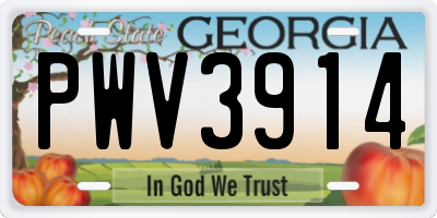 GA license plate PWV3914