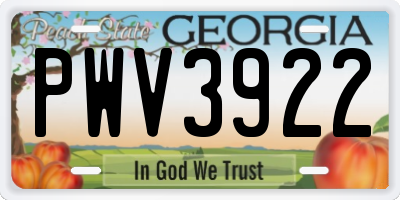 GA license plate PWV3922