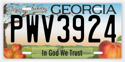 GA license plate PWV3924