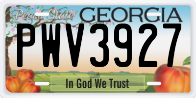 GA license plate PWV3927