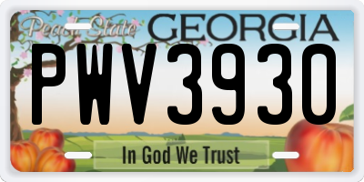 GA license plate PWV3930