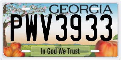GA license plate PWV3933