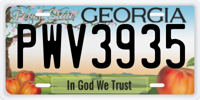 GA license plate PWV3935