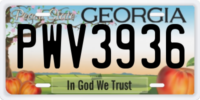 GA license plate PWV3936