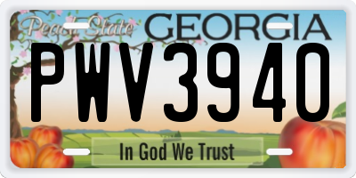 GA license plate PWV3940