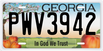GA license plate PWV3942