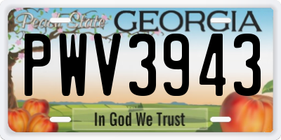 GA license plate PWV3943