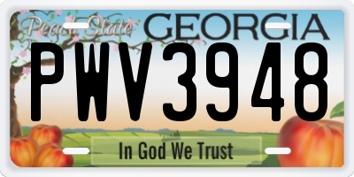 GA license plate PWV3948