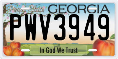 GA license plate PWV3949