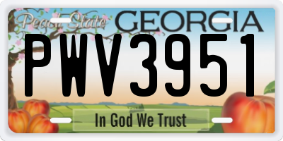 GA license plate PWV3951