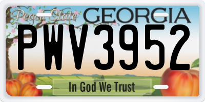GA license plate PWV3952