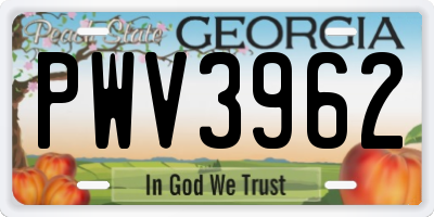 GA license plate PWV3962