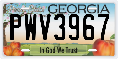 GA license plate PWV3967