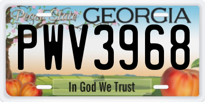 GA license plate PWV3968