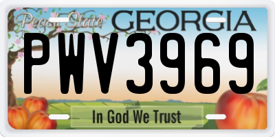 GA license plate PWV3969