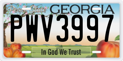 GA license plate PWV3997
