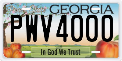 GA license plate PWV4000
