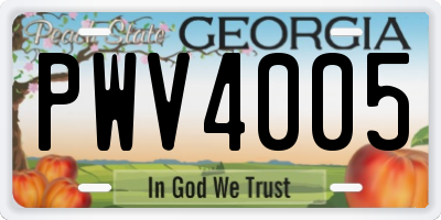 GA license plate PWV4005