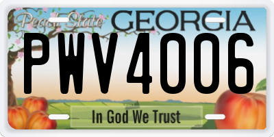 GA license plate PWV4006
