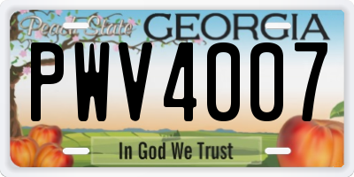 GA license plate PWV4007