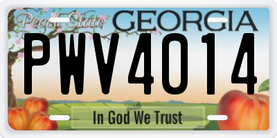 GA license plate PWV4014