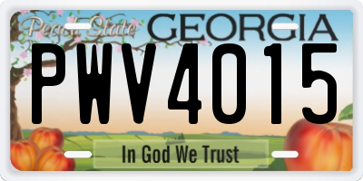 GA license plate PWV4015