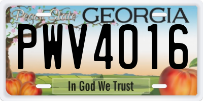 GA license plate PWV4016