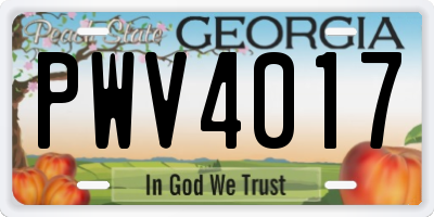 GA license plate PWV4017