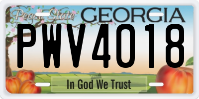 GA license plate PWV4018